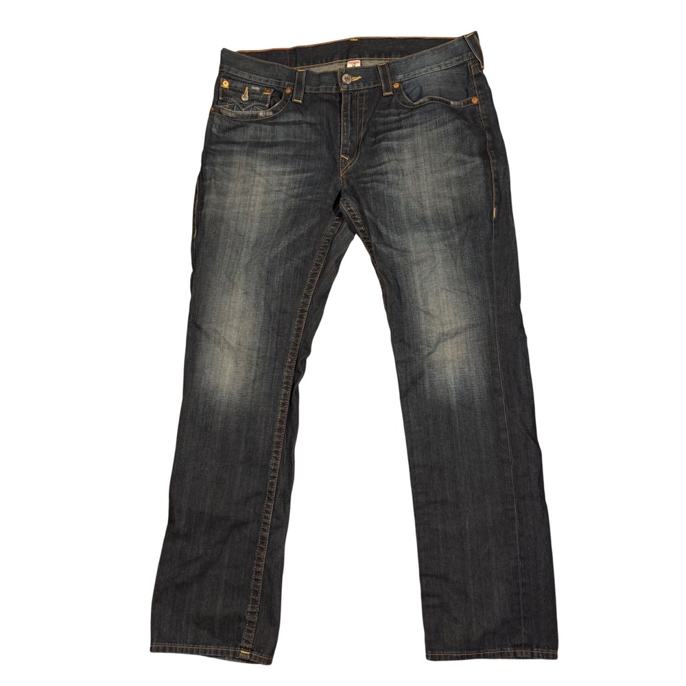 True Religion Section Slim Jeans Mens 38 Dark Wash Straight Leg Horseshoe Pocket